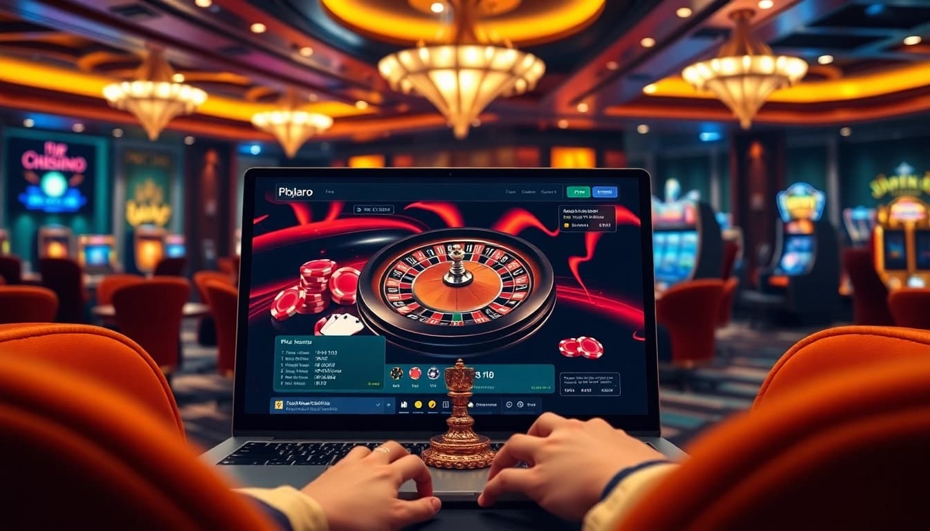 Play your favorite games at Phlaro with vibrant casino visuals showcasing roulette and slots.