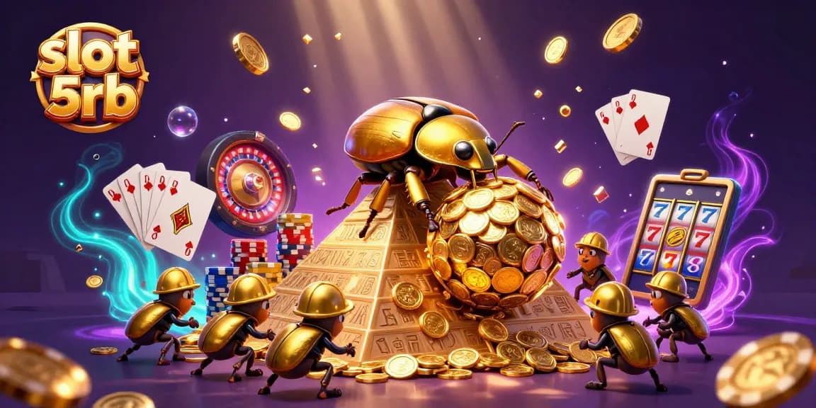 Experience thrilling wins at slot 5rb with golden coins cascading in an enchanting casino scene.