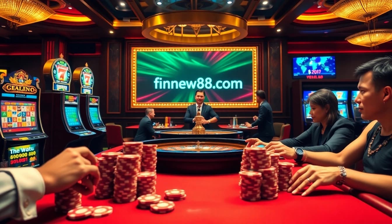 Experience the thrilling excitement of gambling at https://fnew88.com/ with luxurious casino scenes.