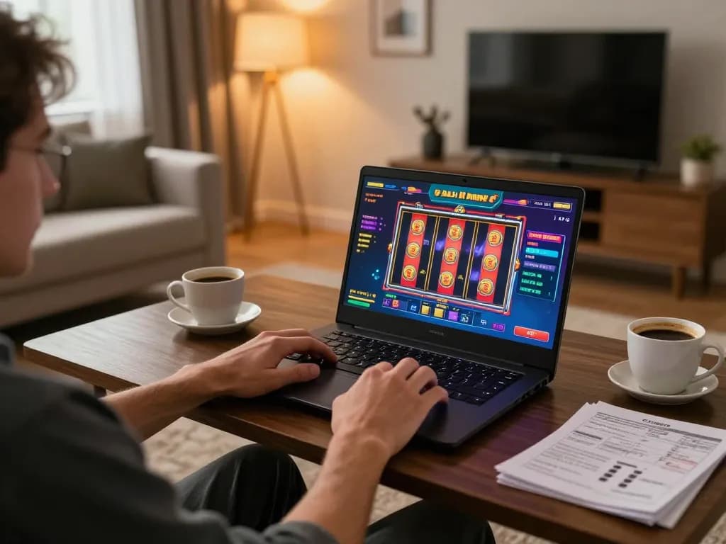 Bergabung dalam permainan online dengan bintangmpo di laptop sambil menikmati suasana rumah yang nyaman.