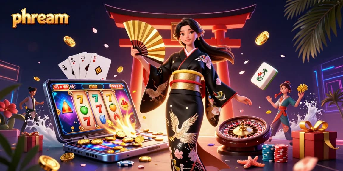 Experience winning thrills with phdream, an enchanting Asian casino scene filled with colorful slots and vibrant game elements.