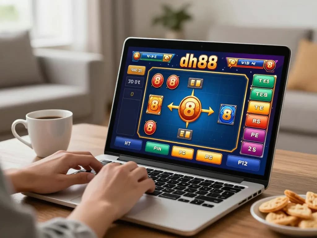 Play dh 88 casino game on laptop with cozy home atmosphere and strategic snacks