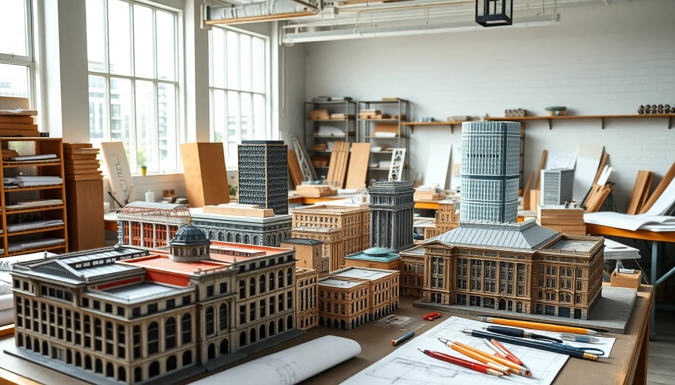 Erleben Sie architekturmodellbau Berlin mit beeindruckenden Miniaturmodellen in modernem Atelier.