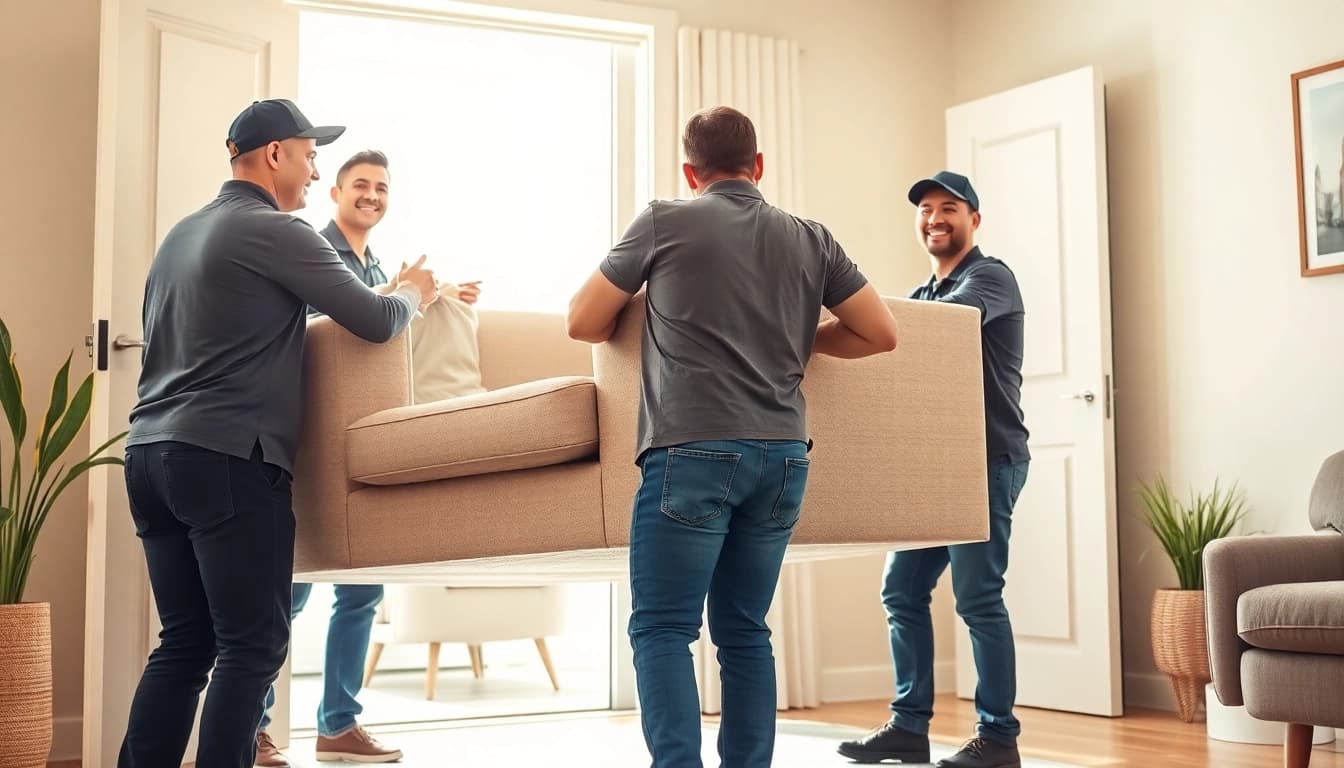 Movers executing furniture removals Wollongong, ensuring a smooth relocation experience in a bright home.