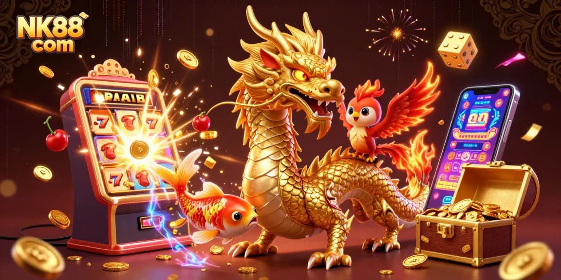Engage with captivating slots and live games on NK88 com as golden koi leaps through coins.
