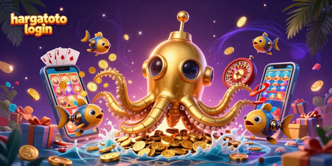 Engage in Hargatoto login adventure surrounded by golden coins and exciting gaming elements.