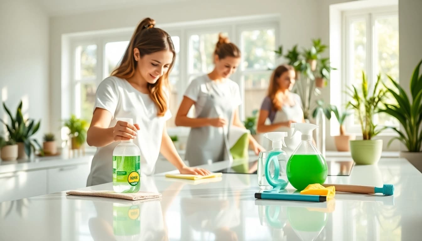 Experience a professional Cleaning service with eco-friendly tools in a bright, modern home environment