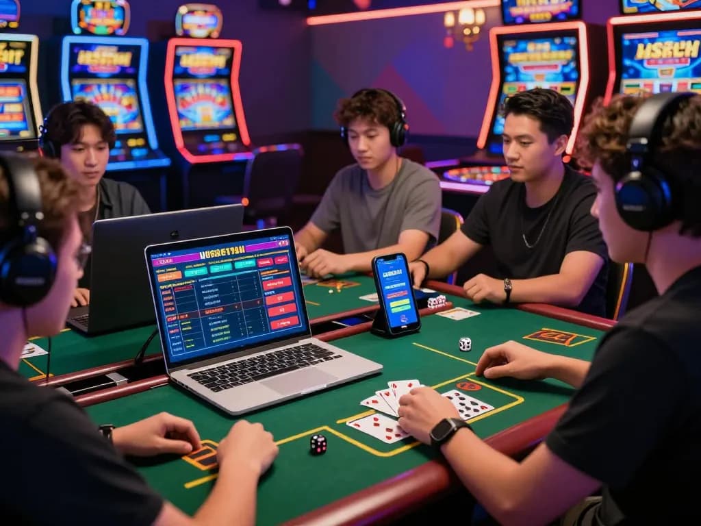 Gamers enjoying online betting experience with CSKH 24/7 hubet88 support in vibrant virtual casino setting.
