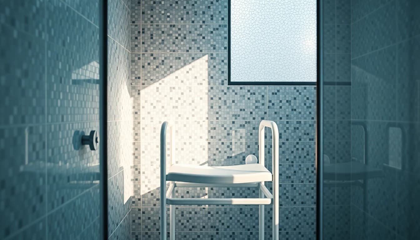 Praktischer duschstühle im modernen Badezimmer für komfortables Duschen.