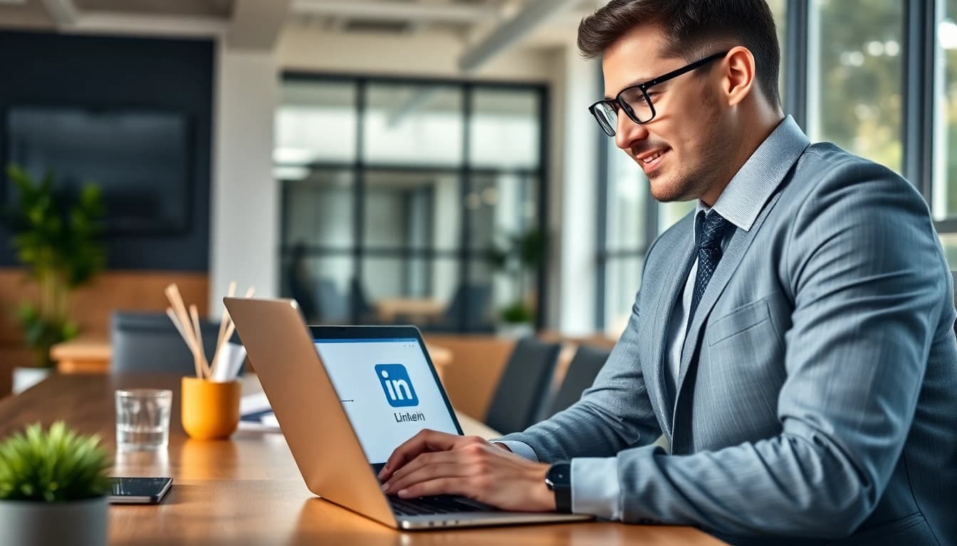 Engage with Rent LinkedIn Profile in a professional setting featuring modern technology.