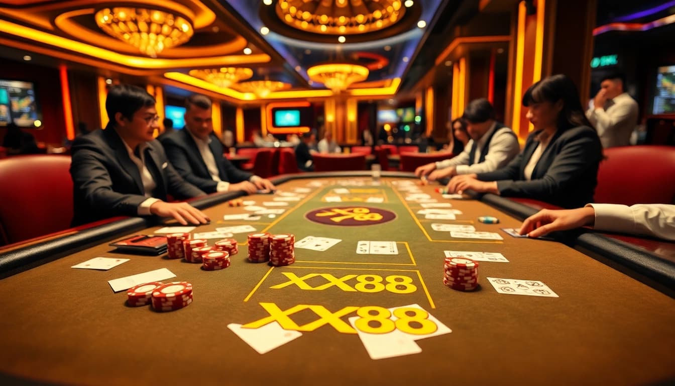Experience thrilling gameplay with XX88, showcasing an immersive casino table set.