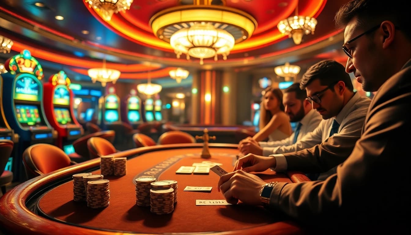 Engage with the hidden wiki at a luxurious casino's poker table, showcasing thrilling gameplay and glamorous ambiance.