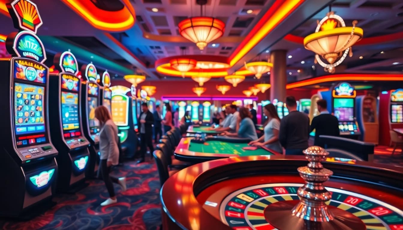Engaged players enjoying gaming tables at https://casinobonuses.co.com/ casino, showcasing lively atmosphere.