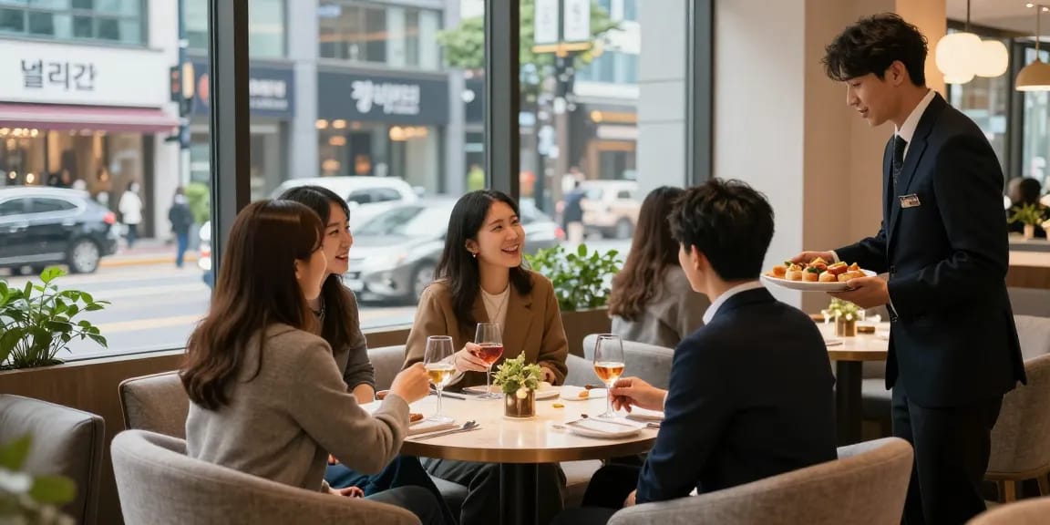 강남쩜오 멀리건에서 친구들과 대화하는 편안한 공간의 모습