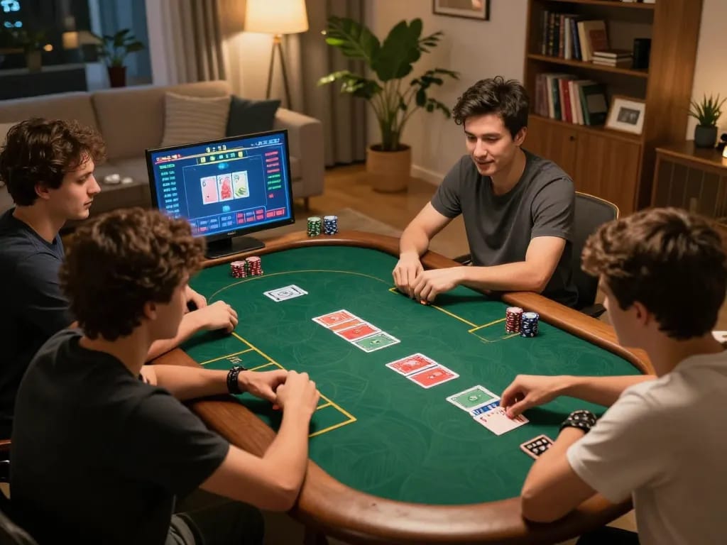 Players engaged in the TR88 online poker game at home, showcasing strategic gameplay.