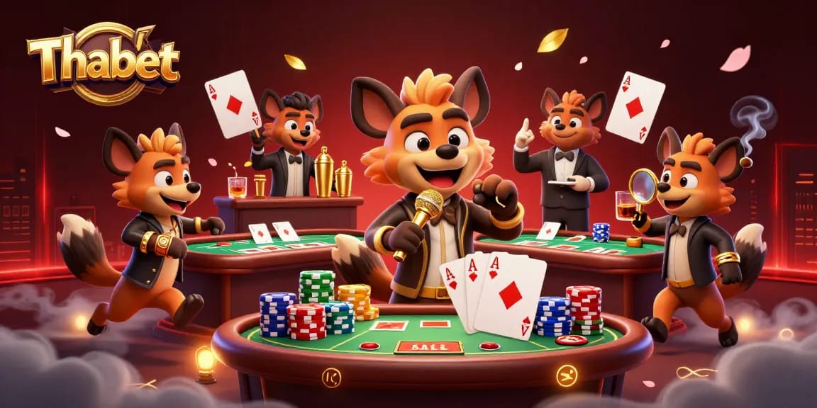 Thabet hyenas animate a vibrant casino scene with humor and excitement.