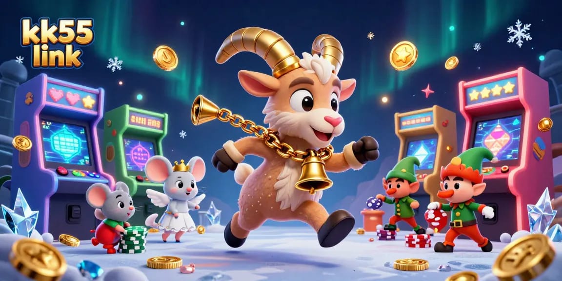 Play exciting games with the kk55 link in a captivating holiday-horror casino scene.