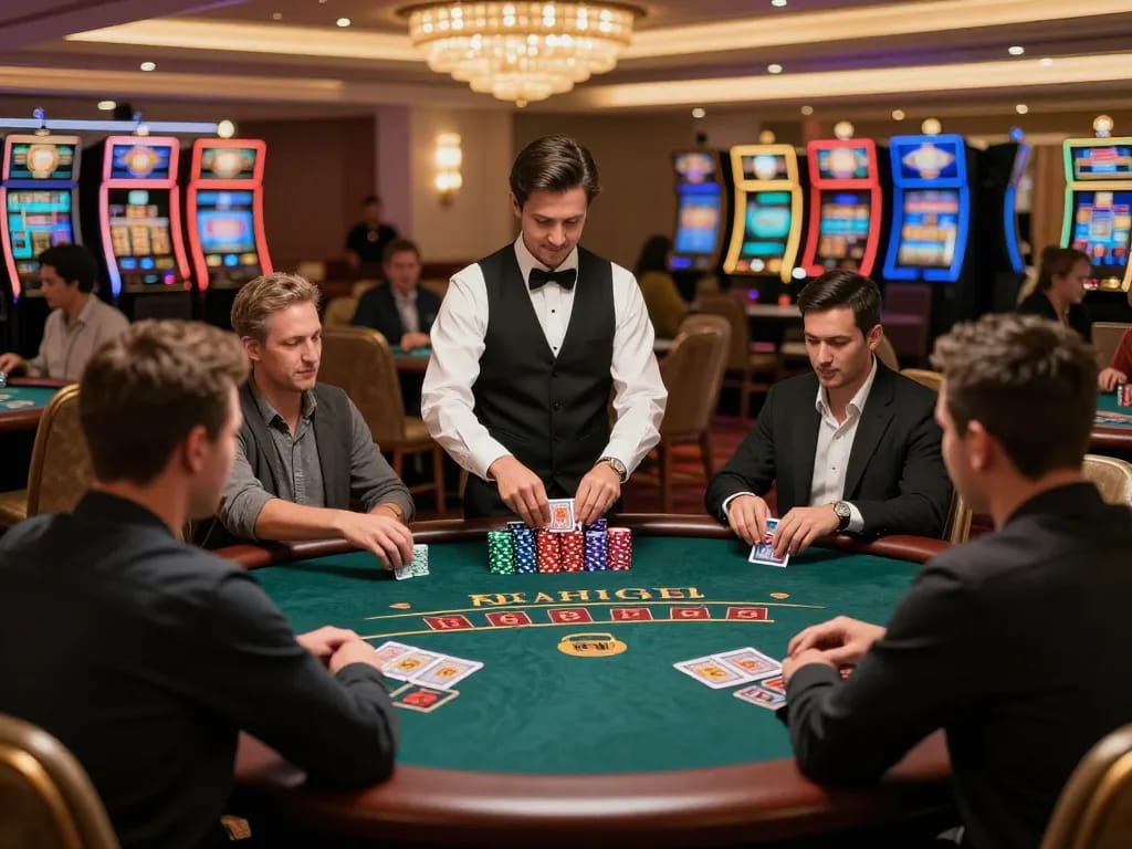 Engaged players experiencing blackjack strategies at a luxury casino table