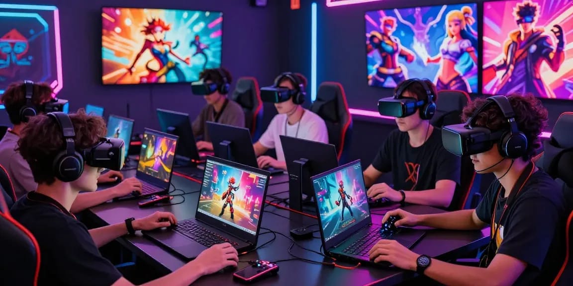 Engaging gameplay scene showcasing players exploring various hentai game genres on vibrant screens, creating a lively online gaming atmosphere.