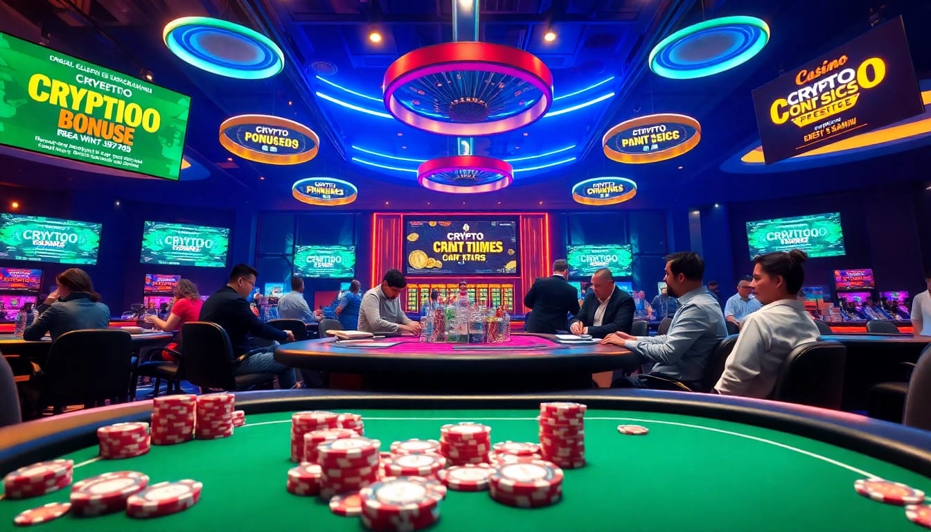 Experience the thrill of the Best crypto casino bonus with vibrant gaming elements and neon lights.