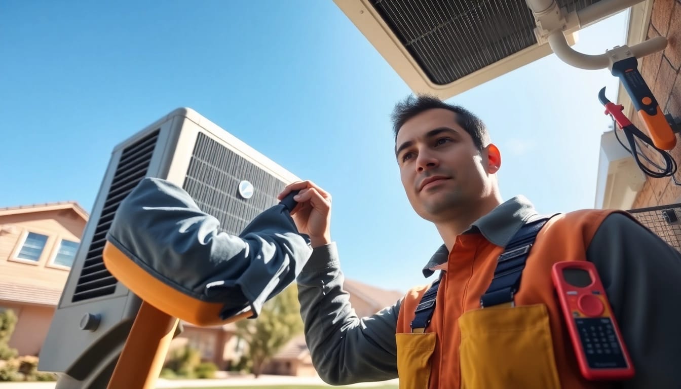 HVAC Repair Tampa technician skillfully working on an air conditioning unit in a residential area.