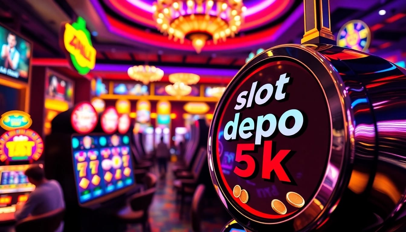 Slot depo 5k yang menarik, menunjukkan pengalaman bermain slot online yang seru dengan grafis yang memukau.