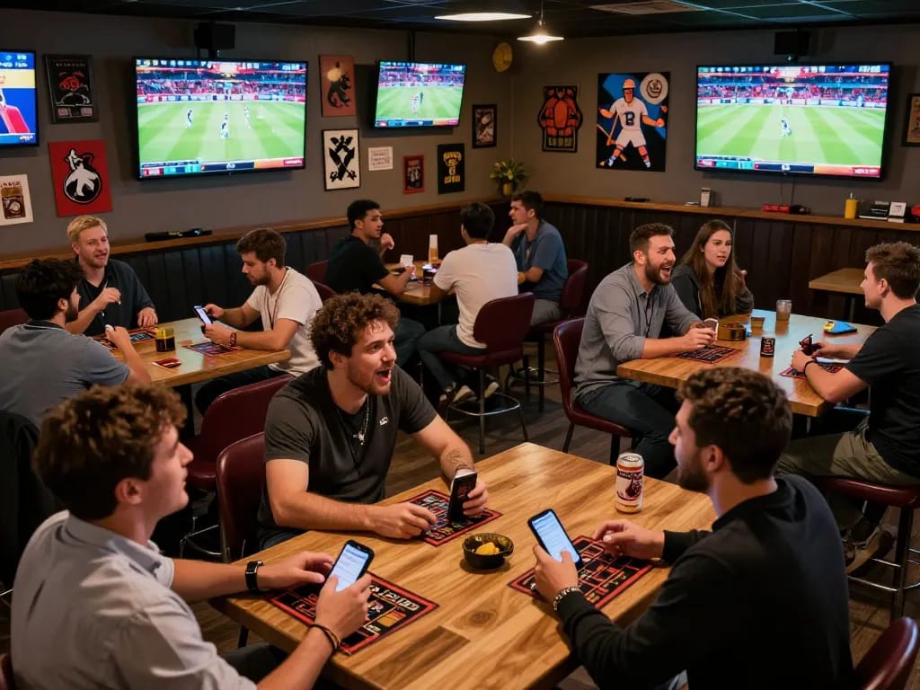 Engaged sports fans actively placing bets on s666 while watching live events on multiple screens.