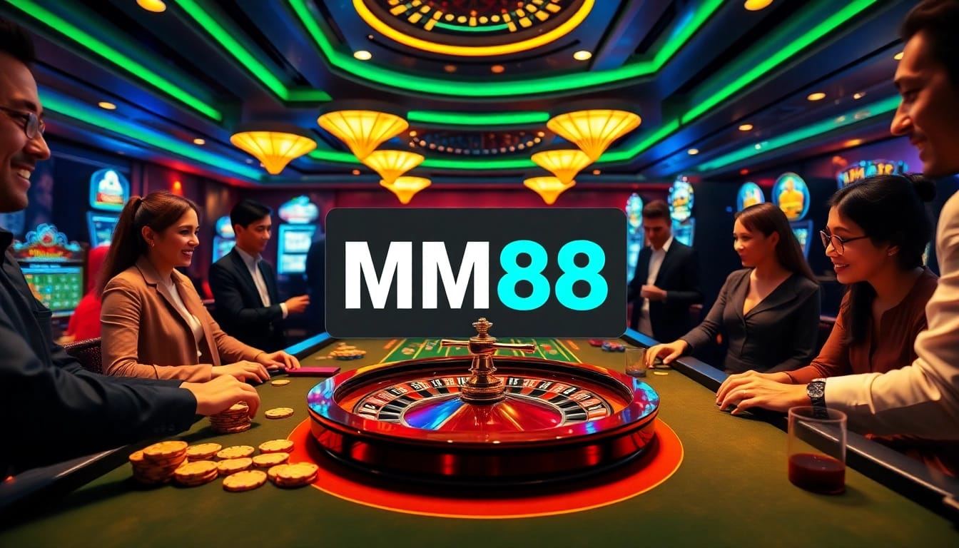 Excited gamblers enjoy the thrilling casino experience with MM88 at the betting table.