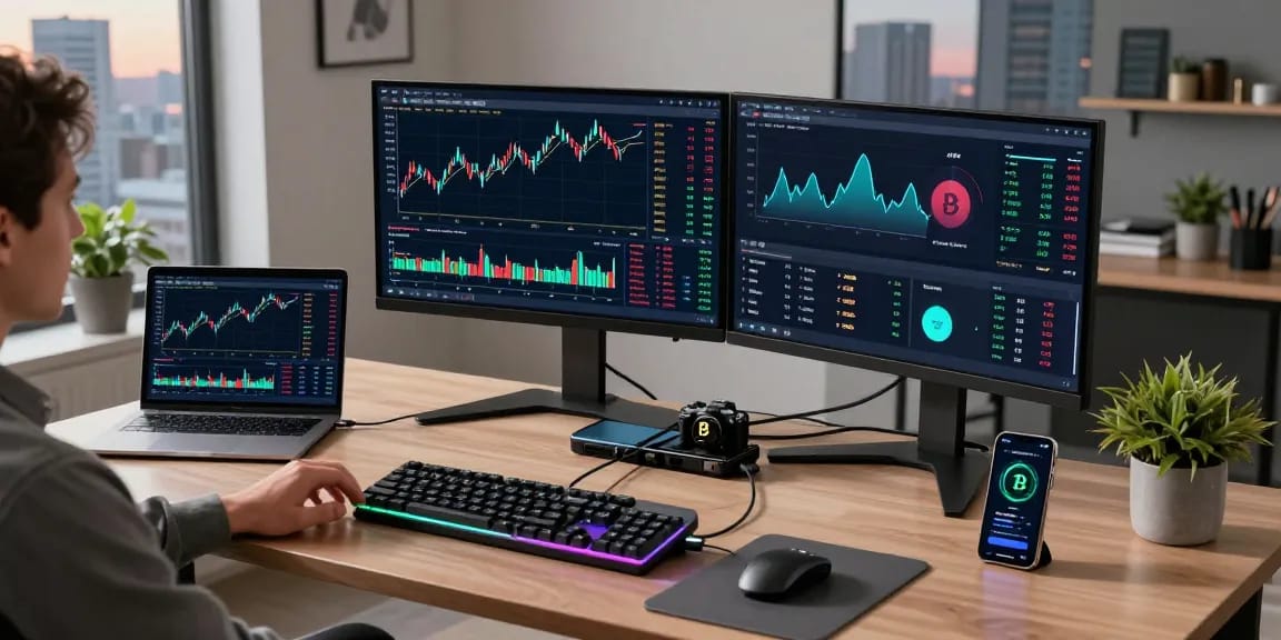 Best cloud mining platform 2026 in a modern crypto trading workspace with Bitcoin charts and DeFi interfaces.