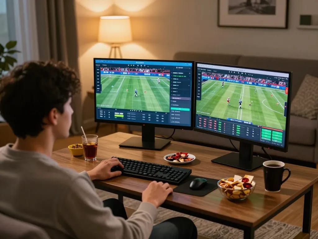 Engage in sports betting excitement at https://n188.build/ with multiple screens showing live events.