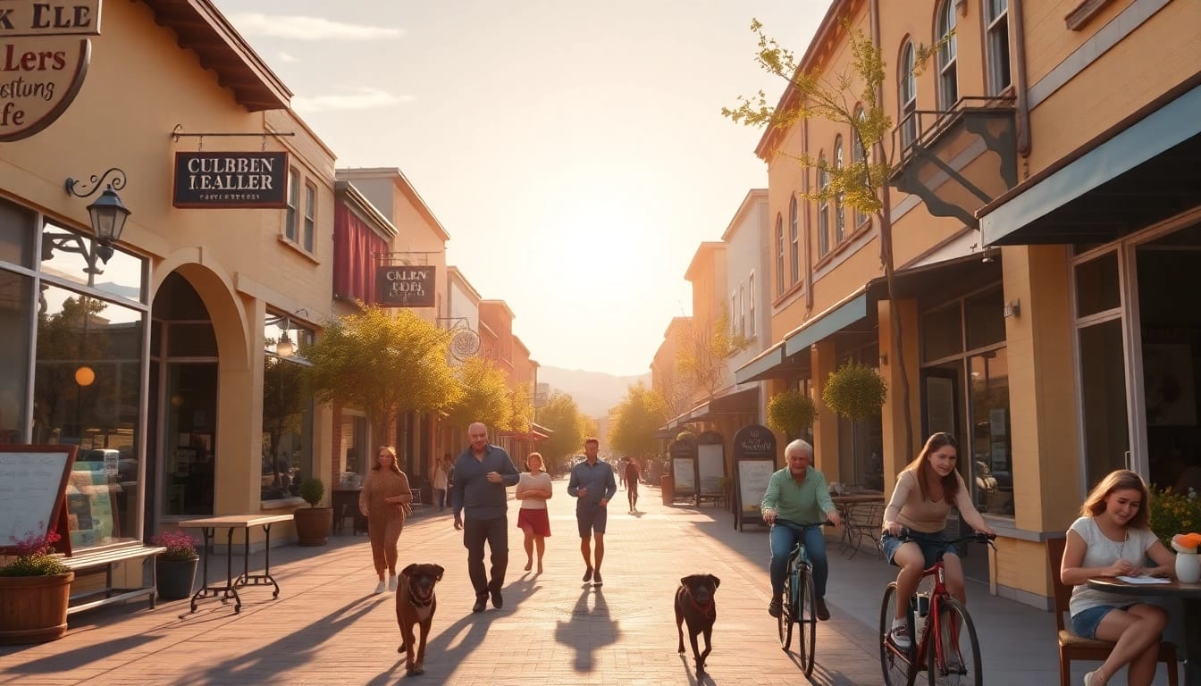Residents enjoying a sunny day in Clarksburg CA's vibrant downtown area.