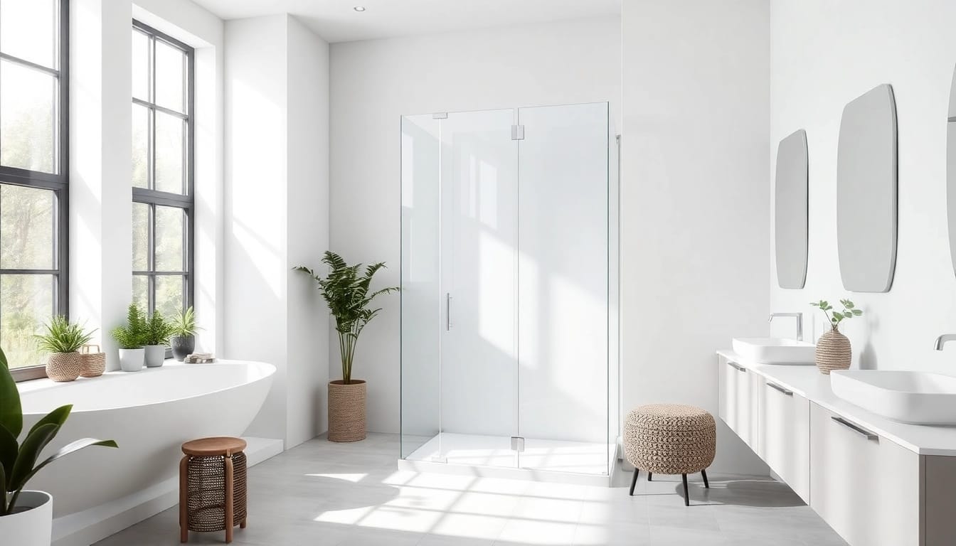 Erleben Sie die Eleganz der Duschwand von sonni sanitär GmbH in einem modernen Badezimmer-Setting.