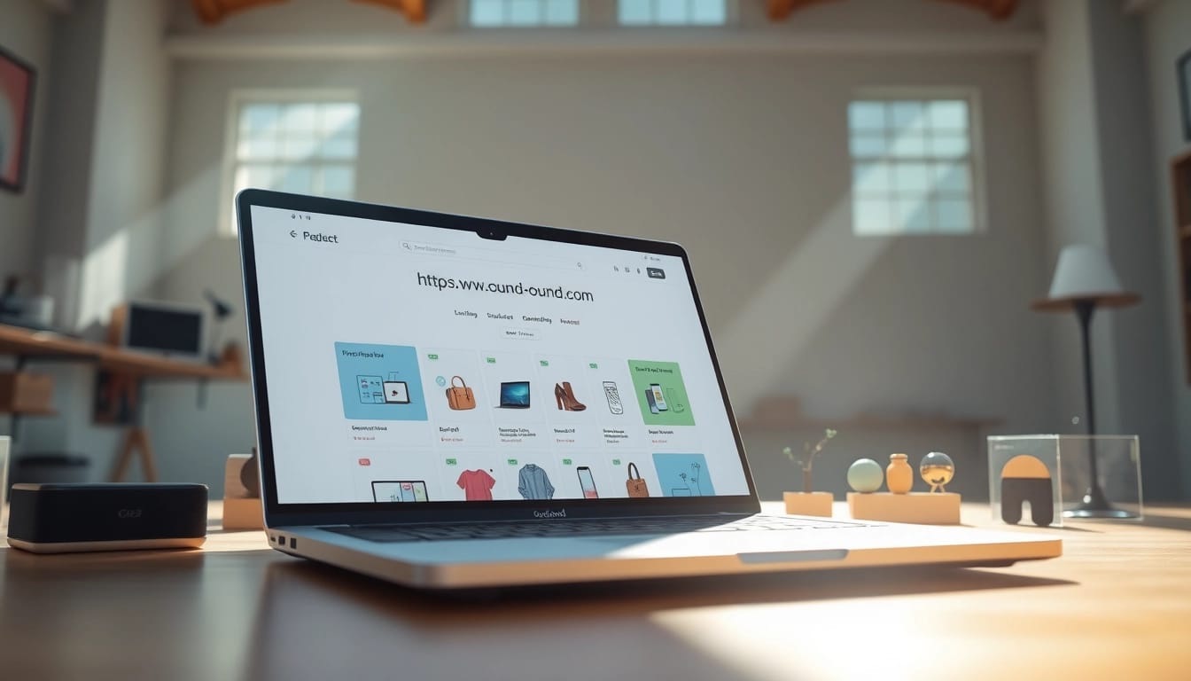 Showcase of online shopping experience at https://www.ound-ound.com with diverse products and a bright atmosphere.