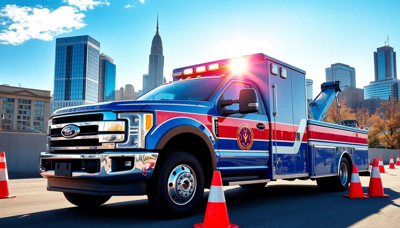 Emergency towing Nashville service providing roadside assistance in a bustling city.