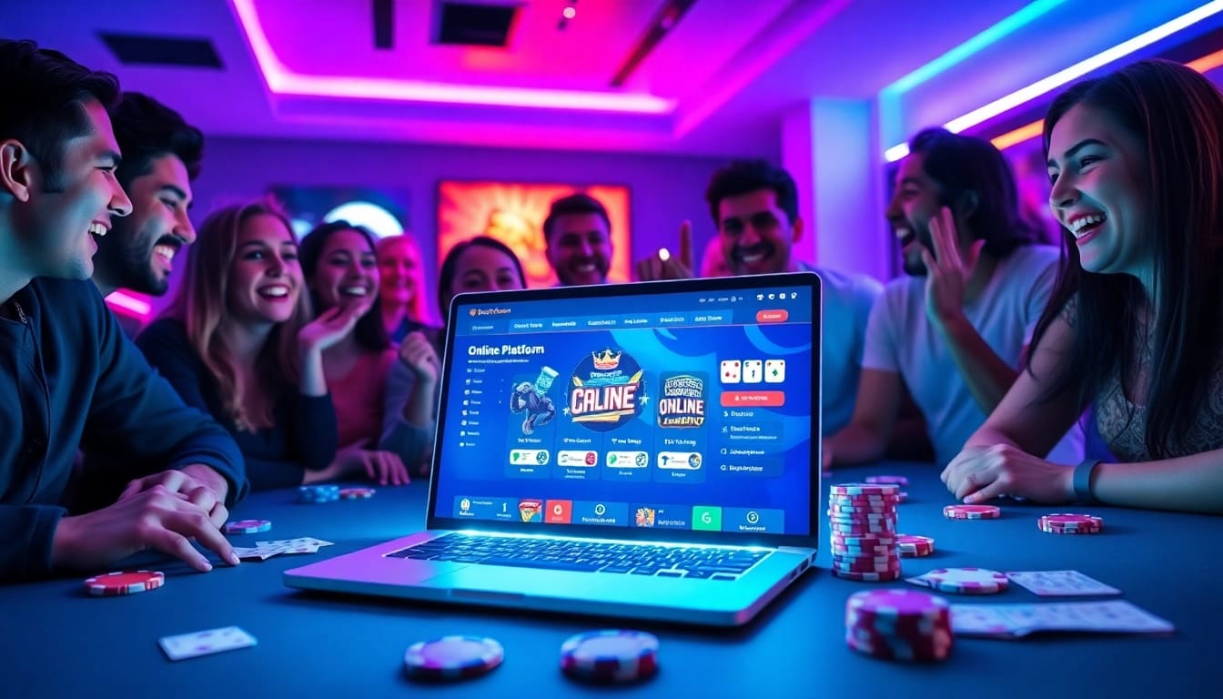 Engaging online gambling scene at https://nhacaiuytin.tokyo/ with friends enjoying gaming.