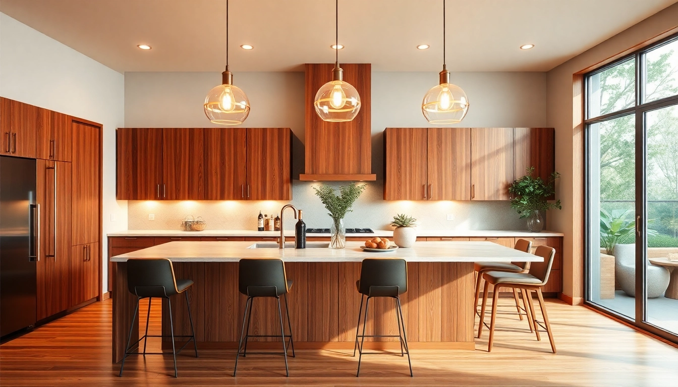 Enhance your home's charm with beautiful island lighting in a modern kitchen setting.