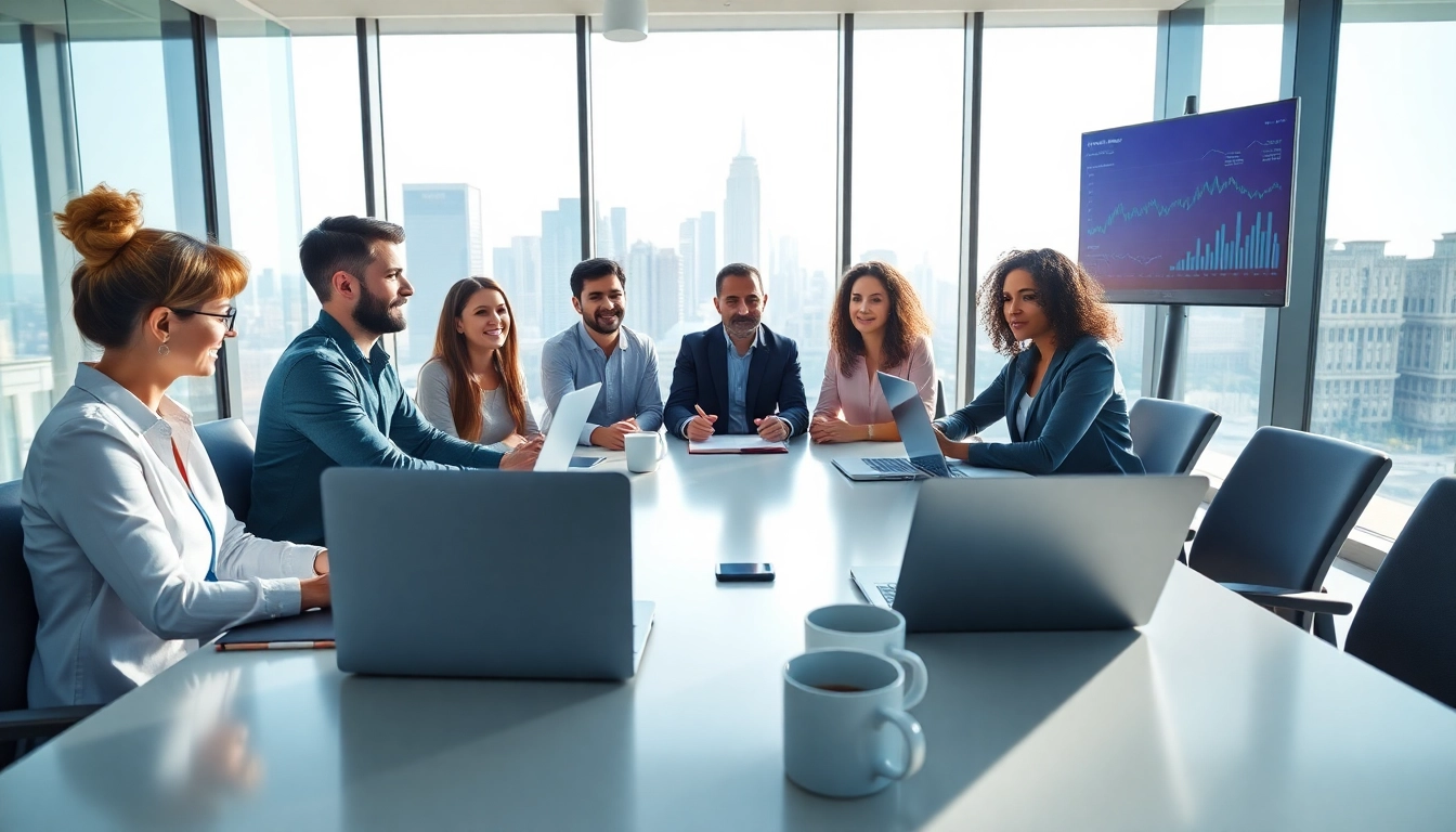 Engaged team in a business meeting showcasing collaboration and strategy development.