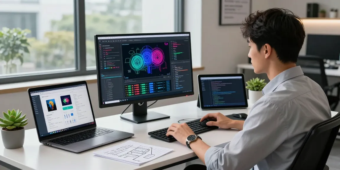Free AI image detector in use by a data scientist analyzing images on a modern computer setup.