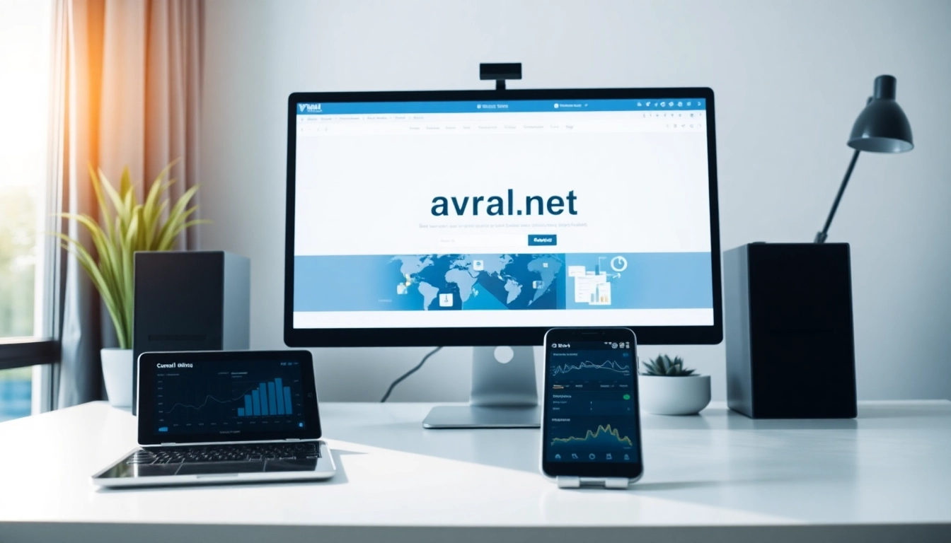 avral.net 정보를 보여주는 현대적인 디지털 작업 공간