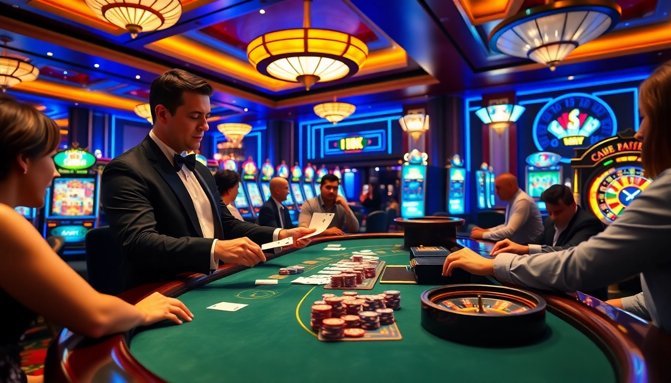 Experience the excitement of online gambling at 888new com with vibrant casino scenes full of action and engagement.