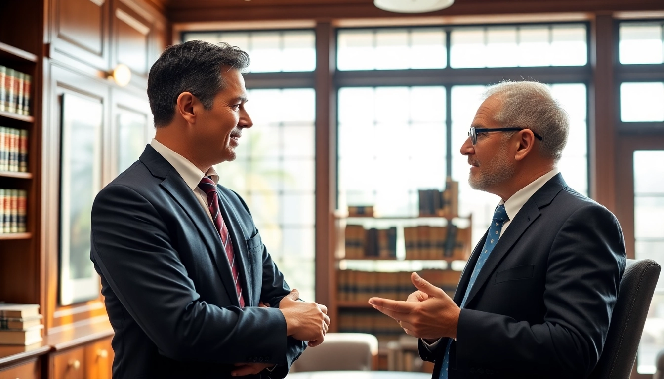 Boca Raton Construction Litigation Lawyer consulting with a client about legal matters.