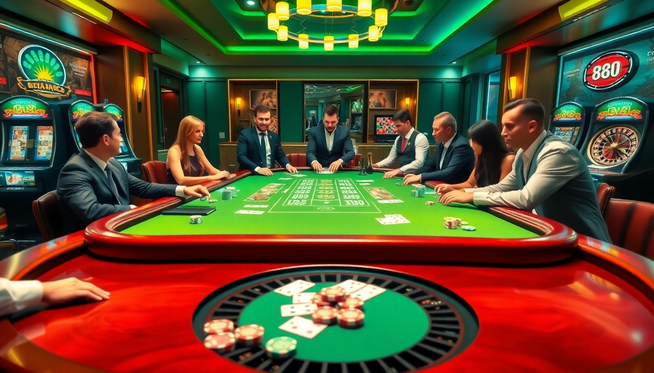 Players experiencing the thrill of poker with 88i-themed chips, creating a competitive casino atmosphere.