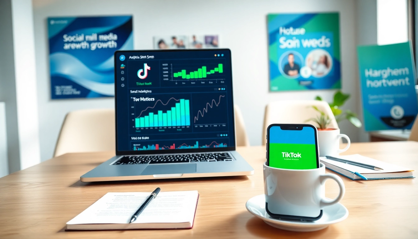 Boost engagement with a TikTok SMM panel on a digital marketing workspace.
