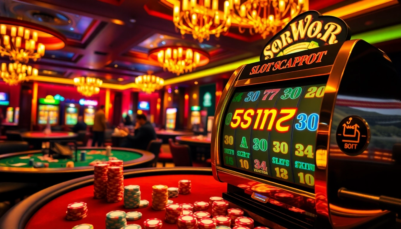 Experience winning spins on the slot scatter hitam in this vibrant casino scene.