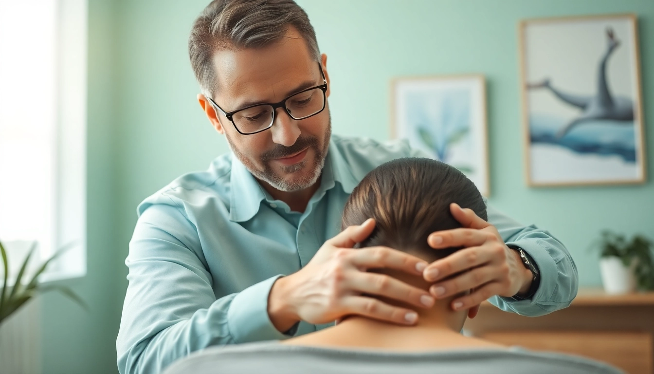 Chiropraktik Stuttgart: Chiropractor provides care in a soothing clinic atmosphere.