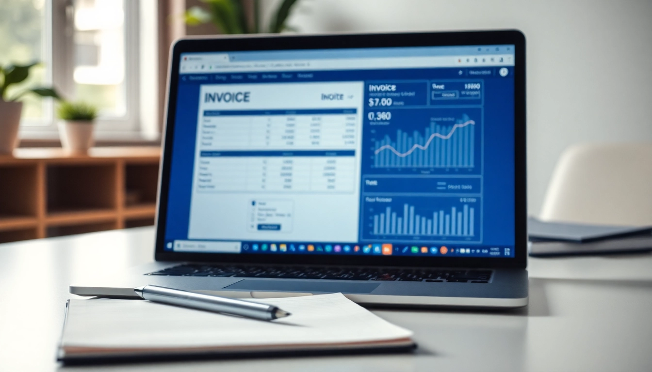 Enhance workflow efficiency with invoice processing software displayed on a sleek laptop.