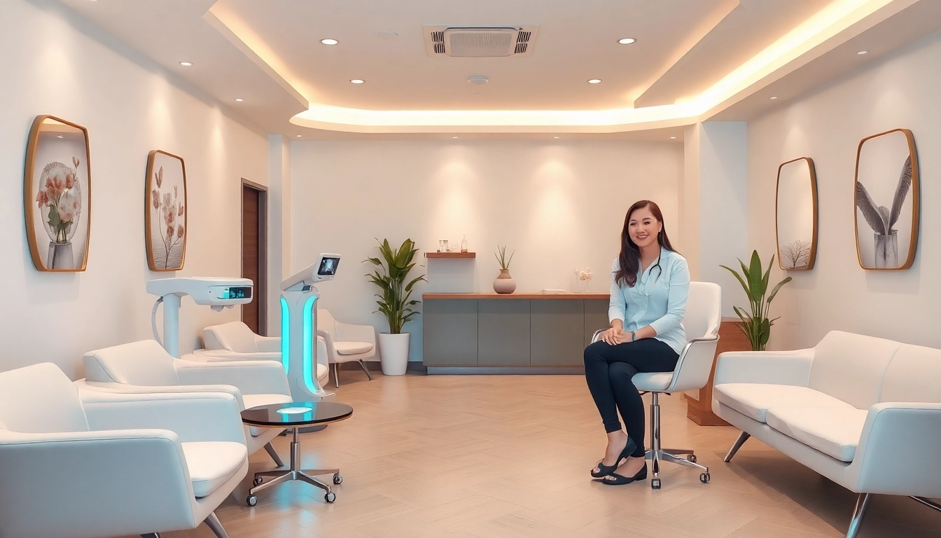 Salon epilare definitiva showcasing a laser hair removal professional consulting a client in a serene environment.