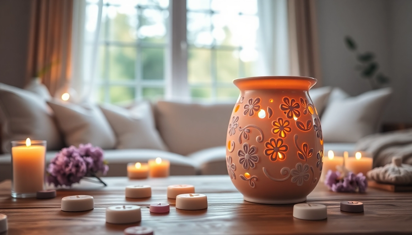 Experience the warmth of https://www.scentswarmers.com with this elegant wax warmer in a cozy setting.
