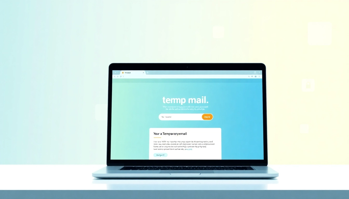 Enhance your privacy with temp mail disposable email service shown on a laptop in a digital workspace.