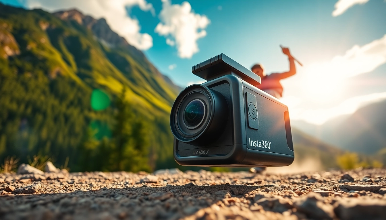 Insta360 camera capturing immersive outdoor adventures with vibrant scenery.